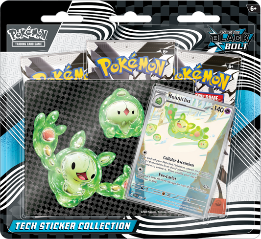 Reuniclus promo card with tech stickers and Scarlet booster packs
